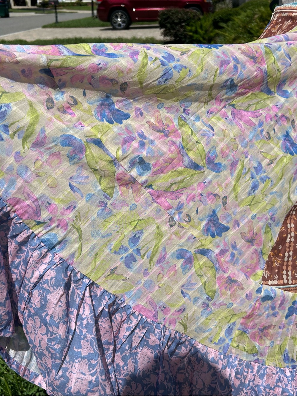 NWT🌷Free People Santa Eulalia Patchwork Printed Ruffle Hem A-Line Maxi Skirt - Picture 11 of 16